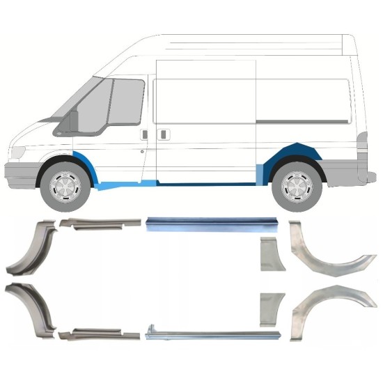 Küszöb és hátsó sárvédő javító panel hoz Ford Transit 2000-2013  / MWB / Készlet 12676