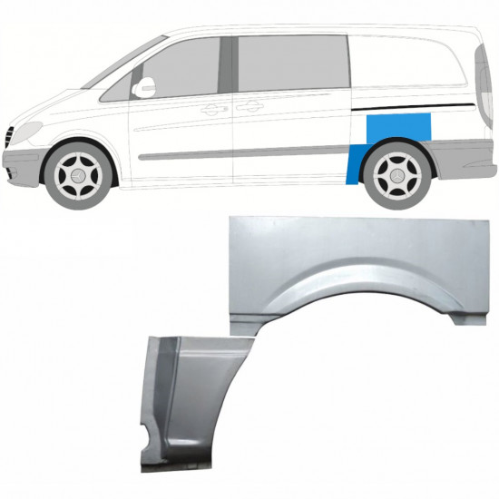 Hátsó sárvédő javító panel hoz Mercedes Vito 2003-2010 / SWB / Bal / Készlet 9278