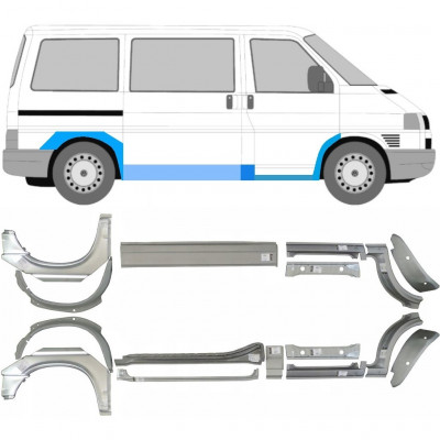 Küszöb + első + hátsó sárvédő javító panel hoz VW Transporter T4 1990-  / SWB / MWB / Készlet 7147